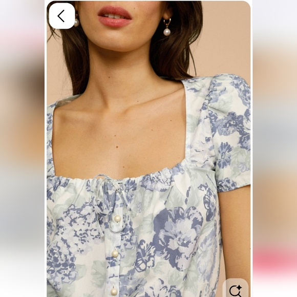 Rouje Bleu Flavie Button Down Pearl Floral Pastel Top Size 38 - Picture 2 of 10